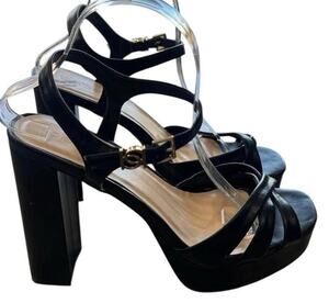 bebe Inessa Chunky Platform Heels Sandals Size 9.5 Y2K 90s Block Heel Black